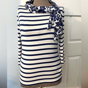 Brooks Brothers Striped Top with Attached Scarf